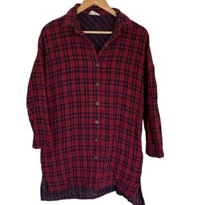 Before You Womens Red Navy Plaid Button-Up Shirt Size Small Cotton‎ Nautical